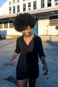 Woman with afro photo