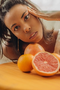 Woman with oranges photo