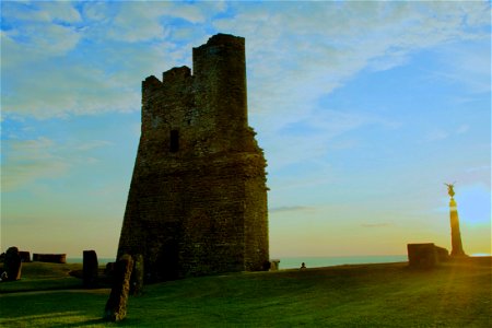 Sunset on Aberystwyth Castle Ruins photo