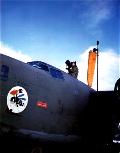 C-842 - The airport control tower is located in this junked B-24. The control man stands in the space once occupied by the top gun turret. Alaska.