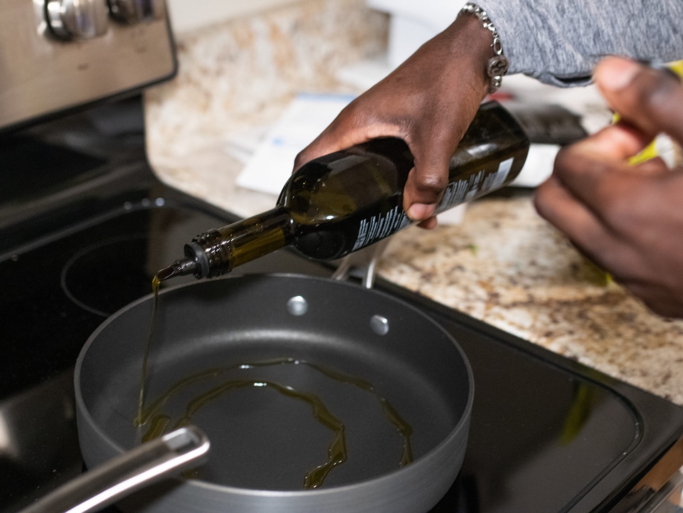 Cooking on pan photo