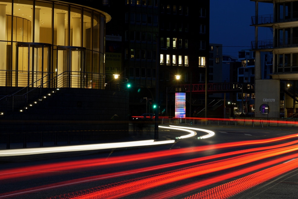 Long exposure lights traffic