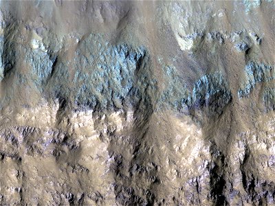 Varied Types of Rock in a Crater in Eos Chasma