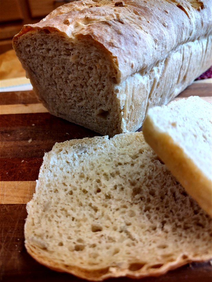 Sliced and freshly baked sourdough loaves