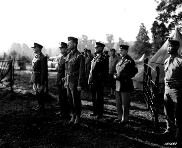 SC 151567 - Major Gen. John C.H. Lee and Brig. General Benj. O. Davis inspect troops somewhere in England. photo