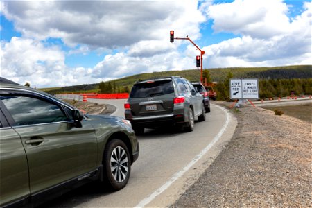 Short delays at Old Faithful overpass construction site photo