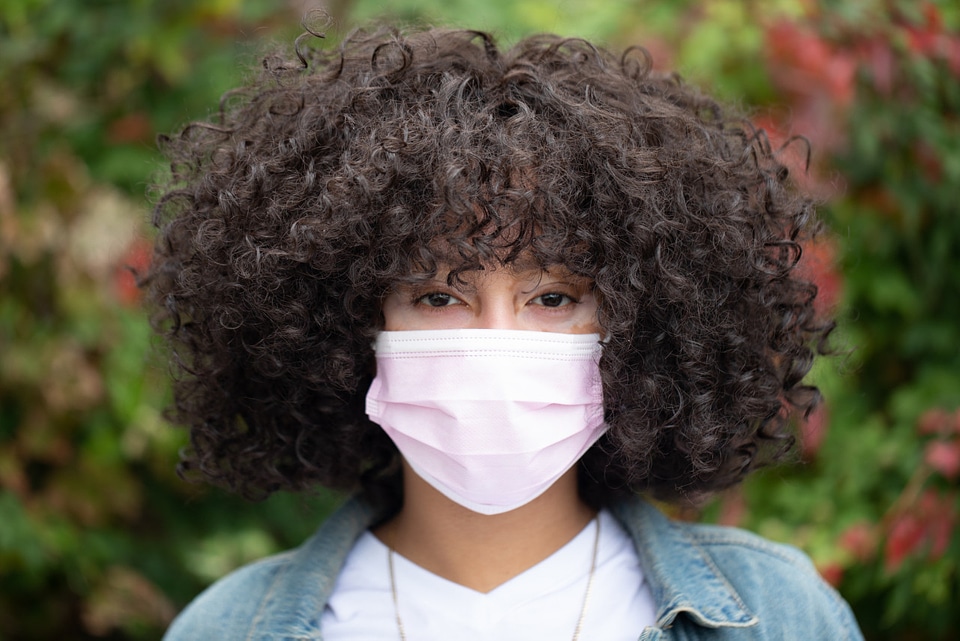 Woman wearing face