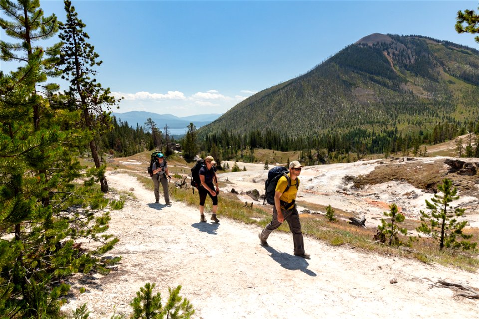 Hikers near Heart Lake Geyser Basin Upper Group