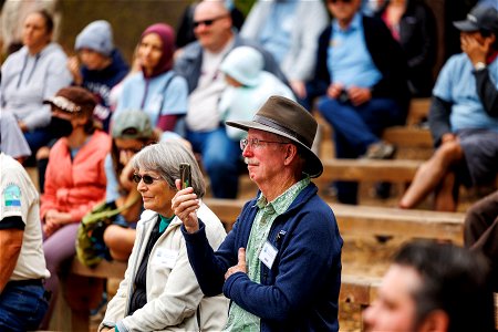 Crowd reacts to opening ceremony speeches photo