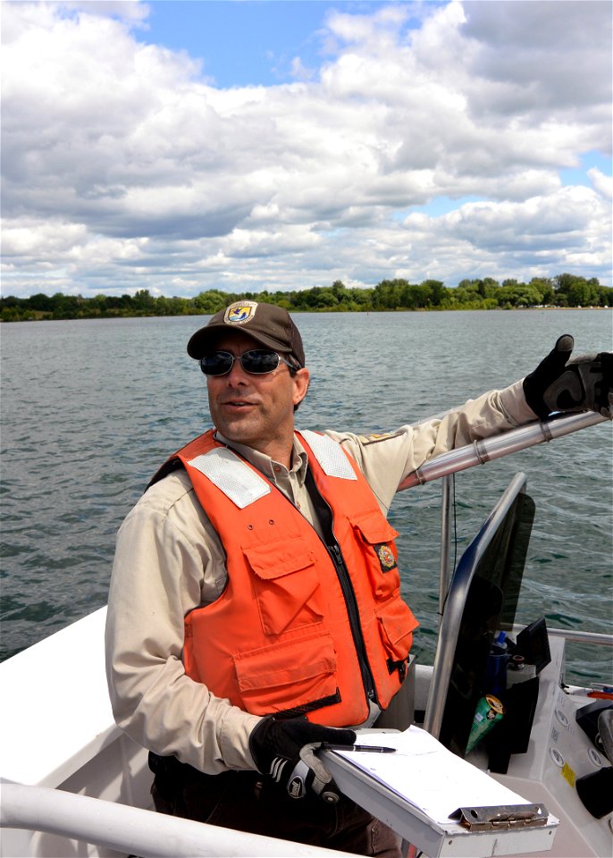 Dan Kochanski, Lampricide Control Physical Science Technician talks sea lamprey photo