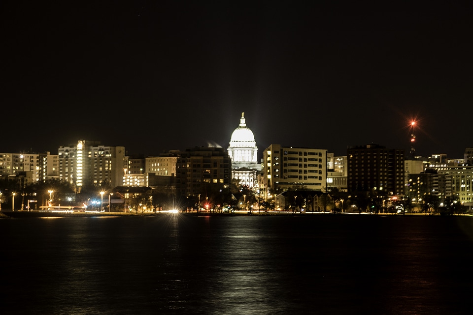 Madison Skyline at Night in Wisconsin