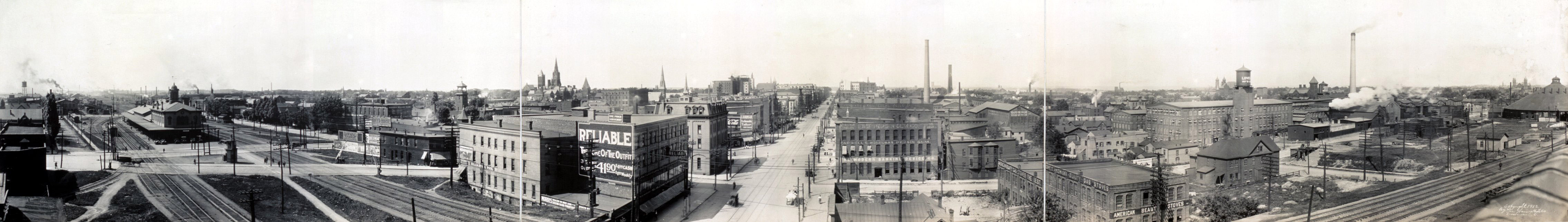 Panorama of downtown Erie in 1912 in Pennsylvania