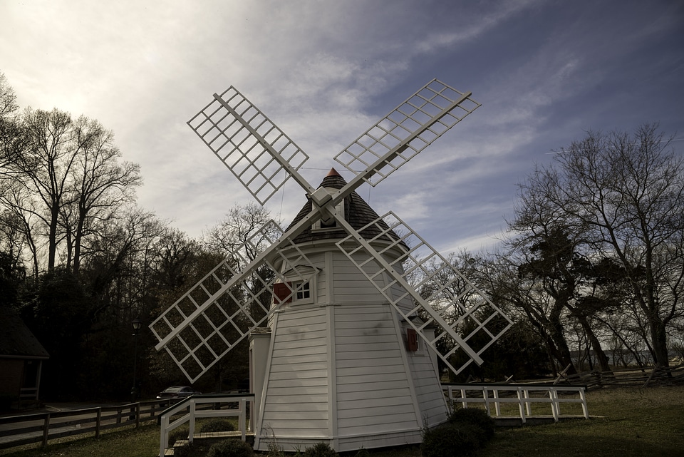 Small Windmill under the afternoon sun in Yorktown, Virginia