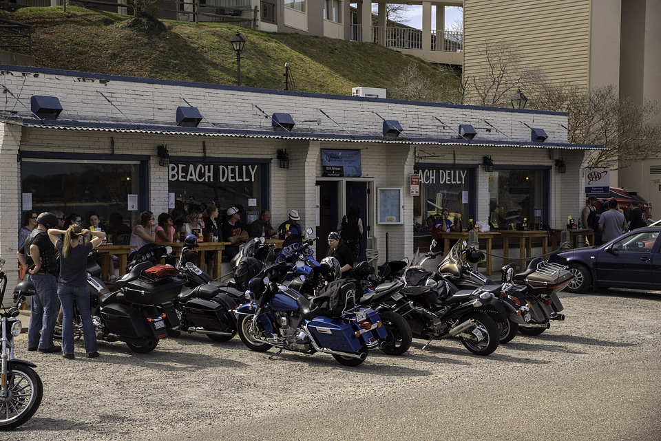Motorcyclists at a Bar in Yorktown, Virginia