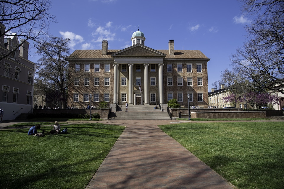 View of the main quad area at UNC Chapel Hill, North Carolina