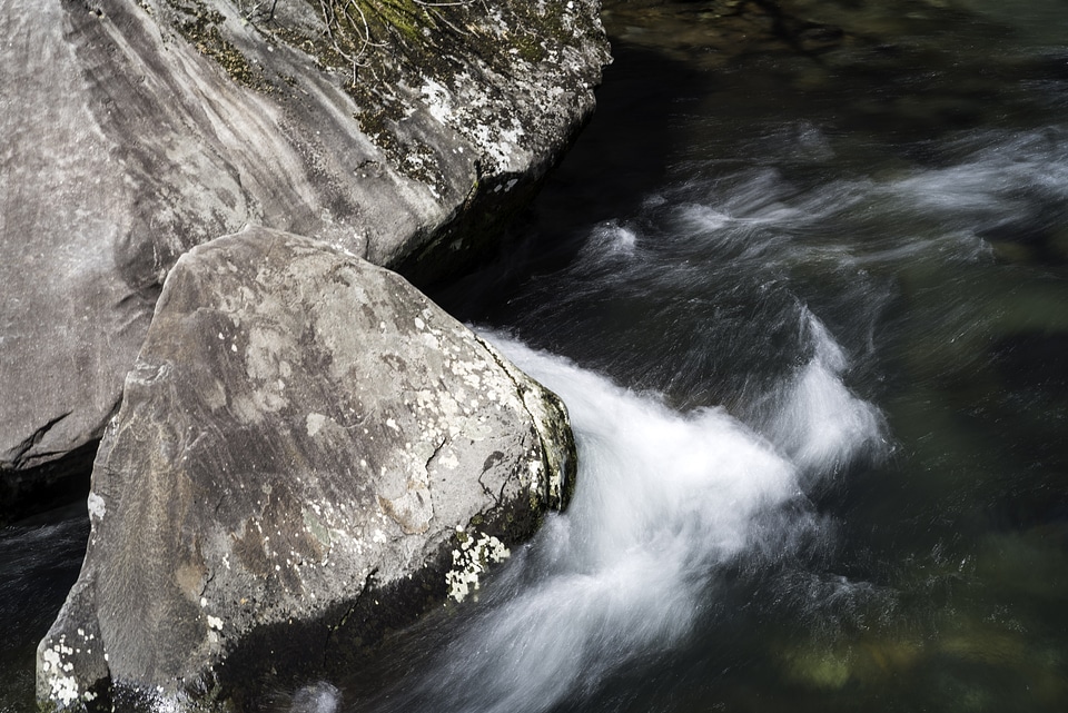 Water skirting around the round in Great Smoky Mountains National Park, North Carolina