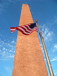 American Flag at the side of the Washington Monument photo