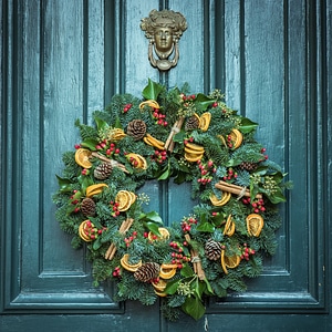 Christmas Wreath door decoration photo