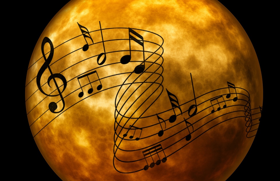 Music Notes over the moon