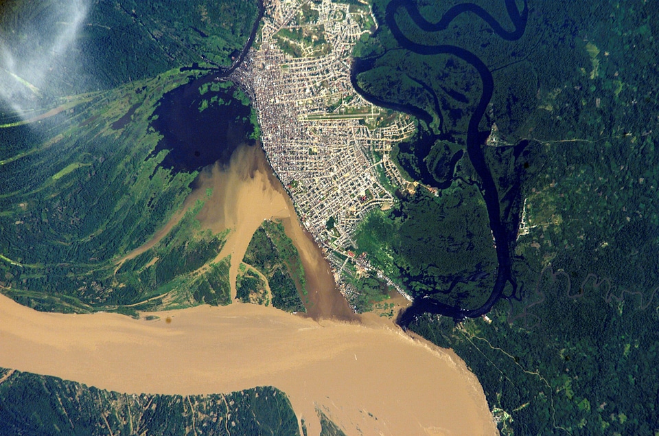 NASA Satellite Image of Iquitos within the Amazon Rain Forest in Peru