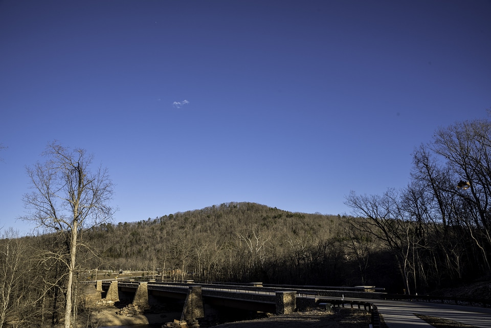 Landscape and Wheeler Bridge at Echo Bluff State Park, Missouri