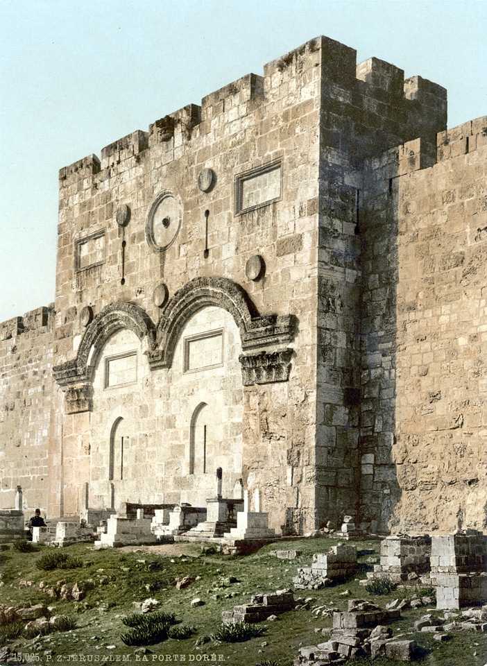 Golden gate around 1900 in Jerusalem, Israel