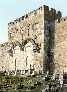 Golden gate around 1900 in Jerusalem, Israel