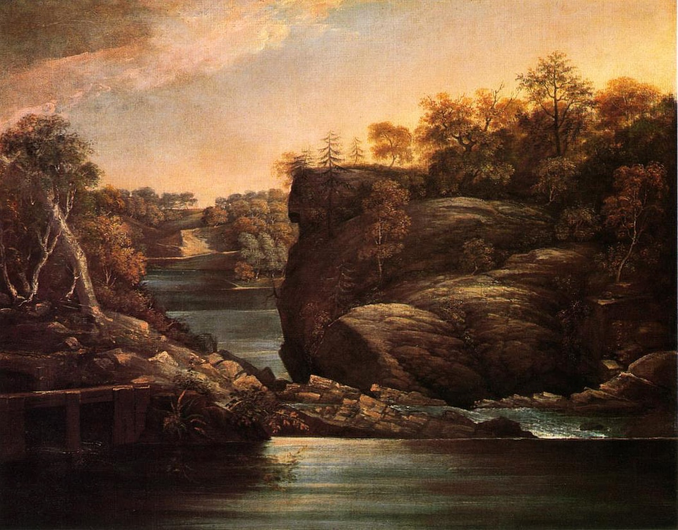Norwich Falls landscape at dusk in Connecticut