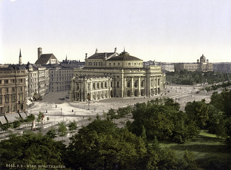 Color photo lithograph of Vienna, 1900 in Austria