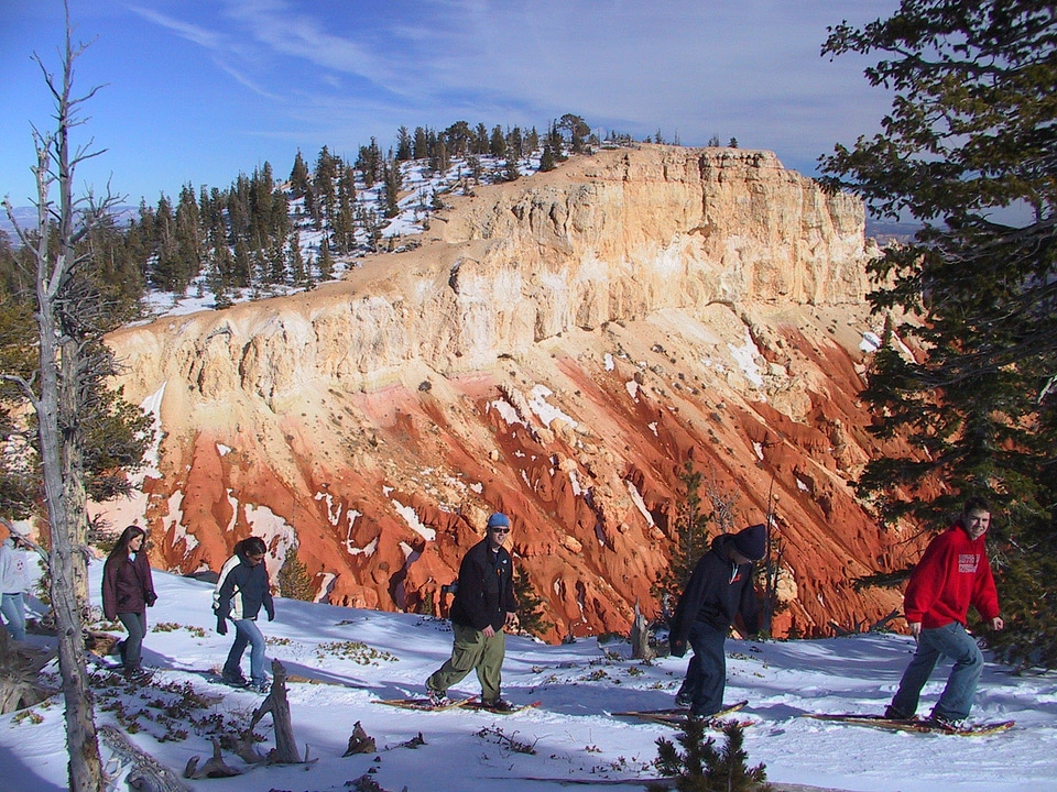 Snowshoe trails in the winter at Bryce Canyon National Park, Utah