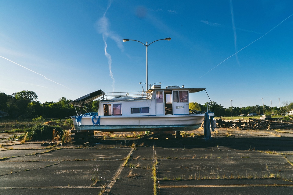 Boat on the parking lot in South Carolina