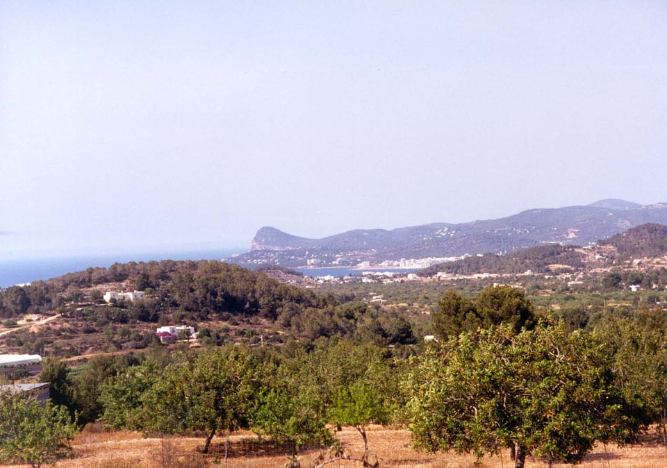 Sant Antoni de Portmany from afar in Ibiza, Spain