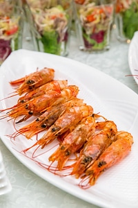 Fried Shrimps on a plate photo