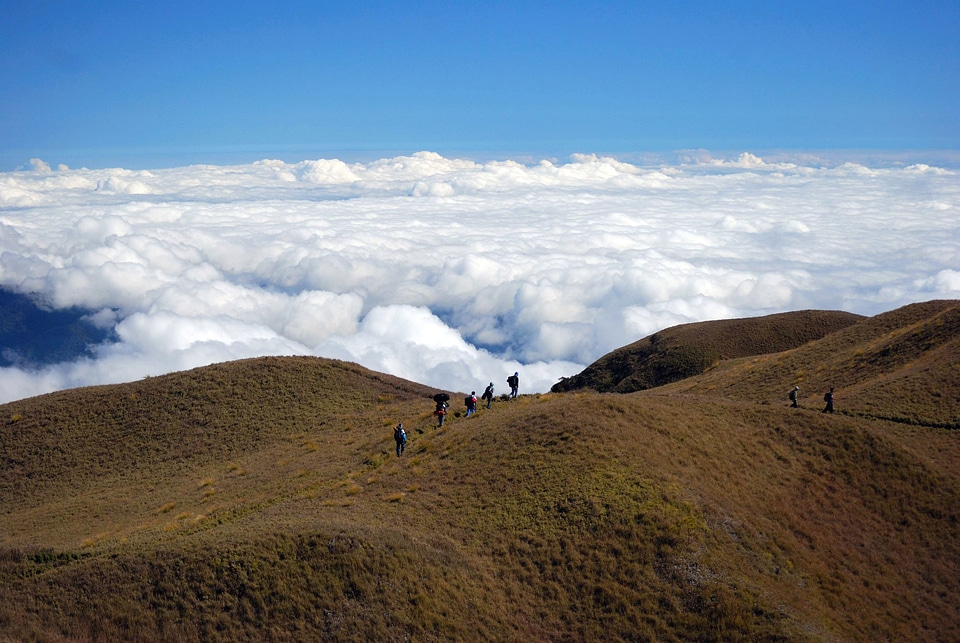 Hiking in the Hills above the Sea of Clouds on Mount Pulag, Philippines