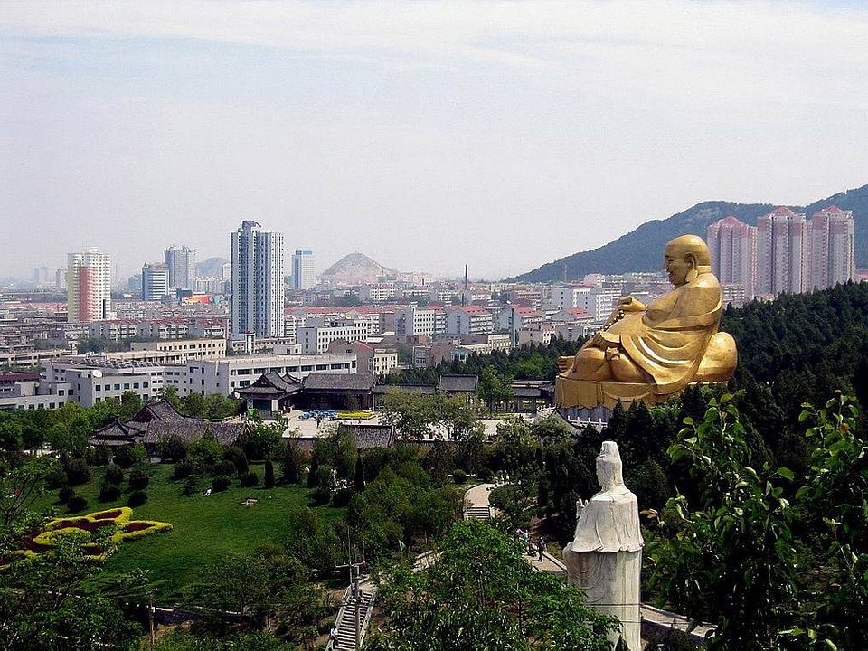 Skyline seen from the Thousand Buddha Mountain in Jinan, Shangdong, China