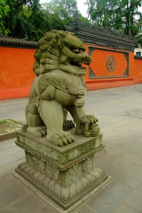 Guardian Lions outside Daci Temple in Chengdu, Sichuan, China