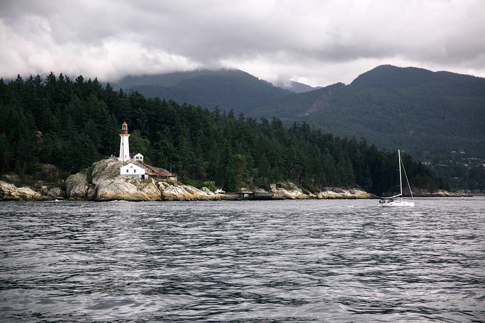 Lighthouse on the shore in Vancouver, British Columbia photo