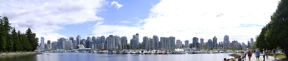 Vancouver skyline from Stanley Park in British Columbia, Canada photo