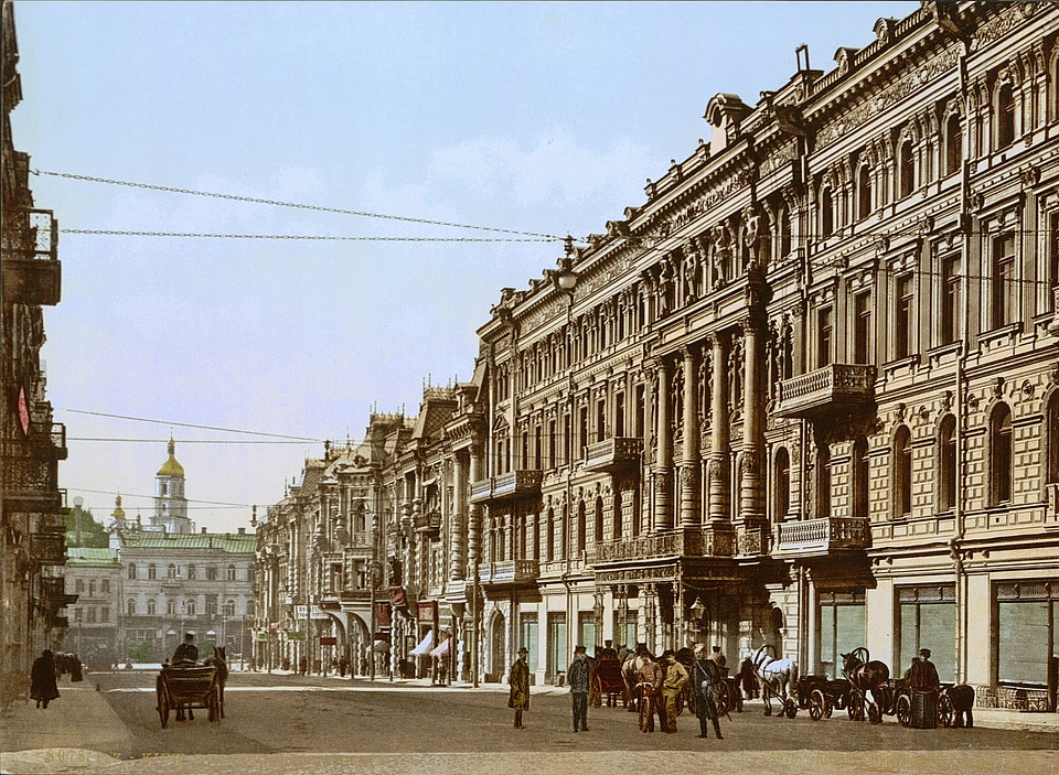 Kiev in the late 19th century streetview in Ukraine