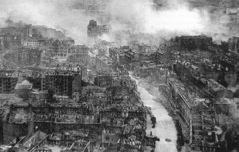 Ruins of Kiev during World War 2 in Ukraine