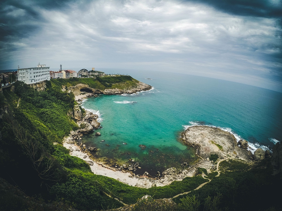 Landscape with ocean and hotels in Turkey