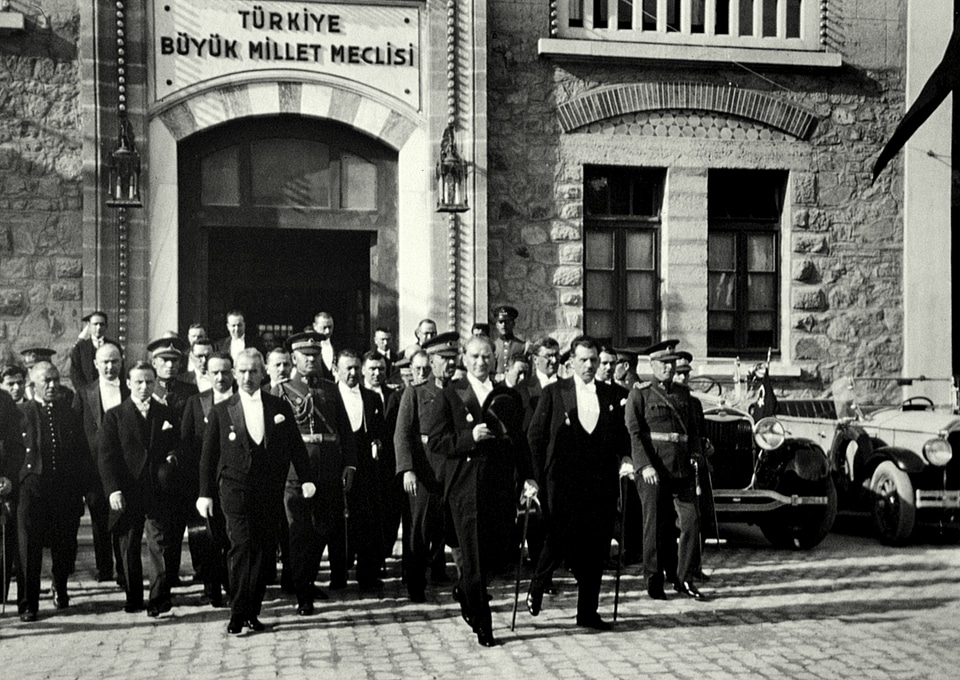 President and Prime Minister at the Grand Assembly of Turkey in 1930 in Ankara, Turkey