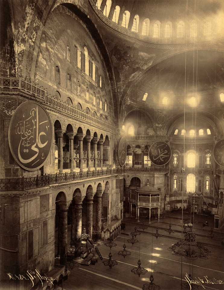 The Hagia Sophia as a Mosque in 1900 in Istanbul, Turkey