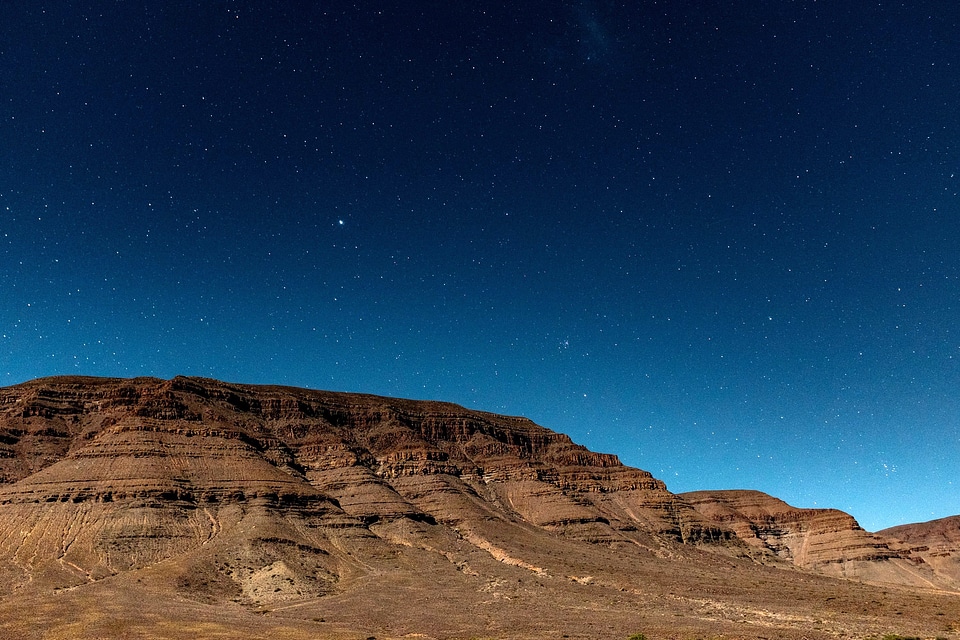 Stars above the rock hill in Calvinia, South Africa