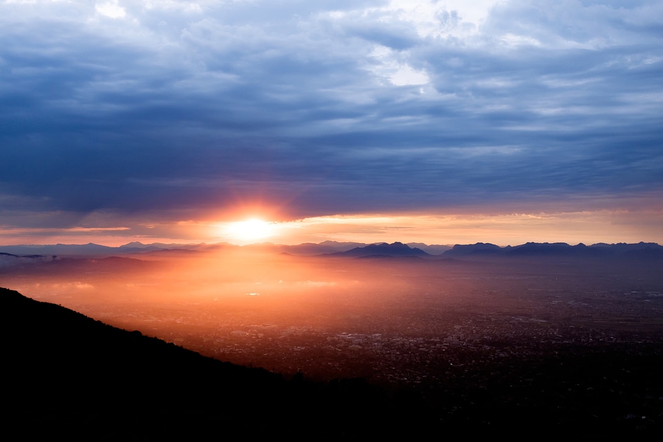 Sunrise over the city of Cape Town, South Africa