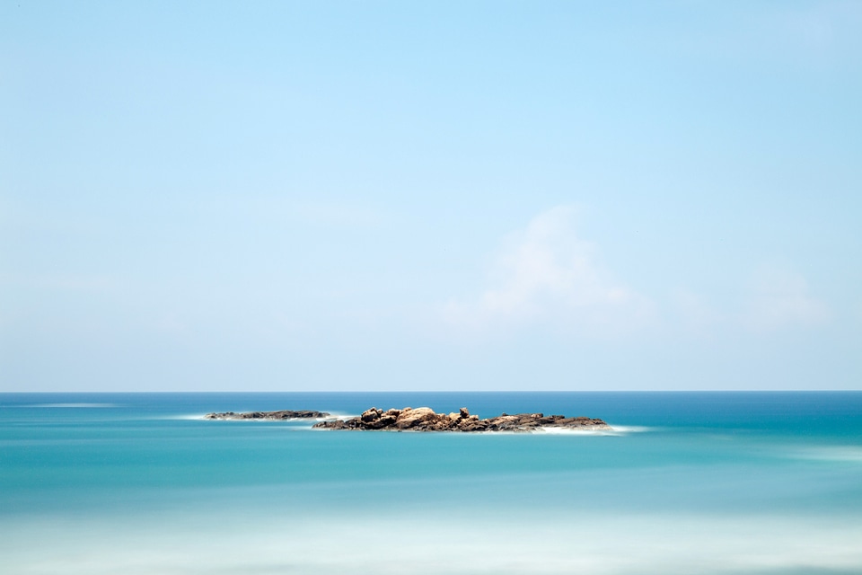 Rock Island in the ocean in Sri Lanka