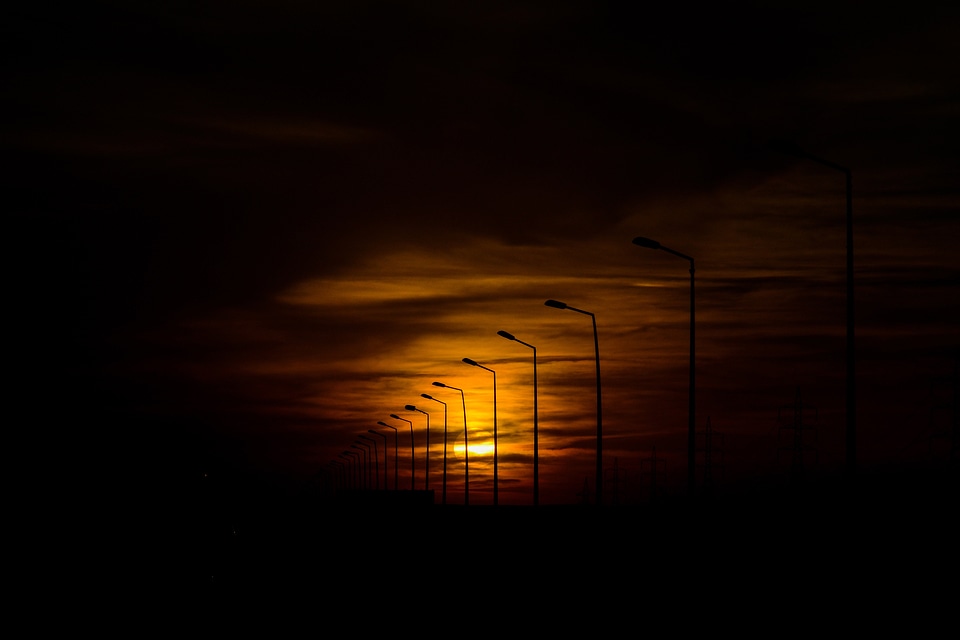 Sunset and dark orange skies in Ain Sokhna, Egypt