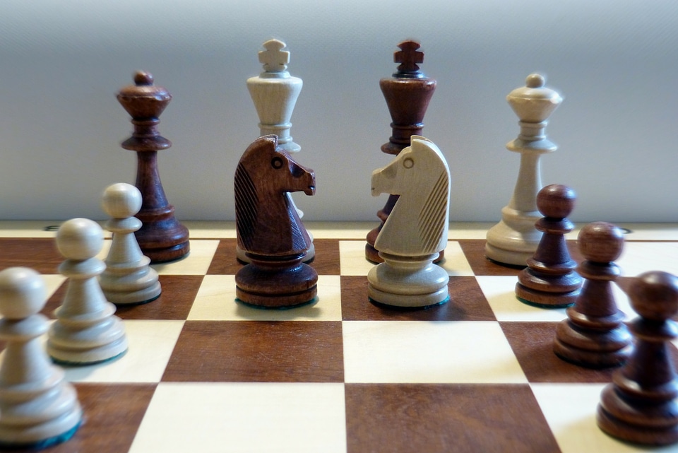 Chess board black and white play