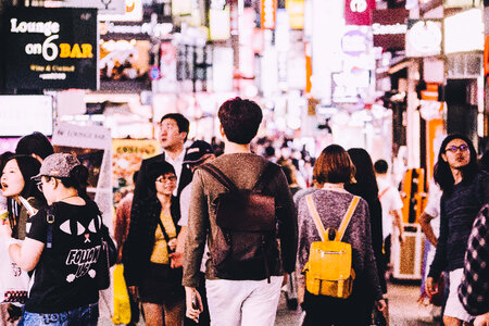 People walking on the streets in Seoul, South Korea photo