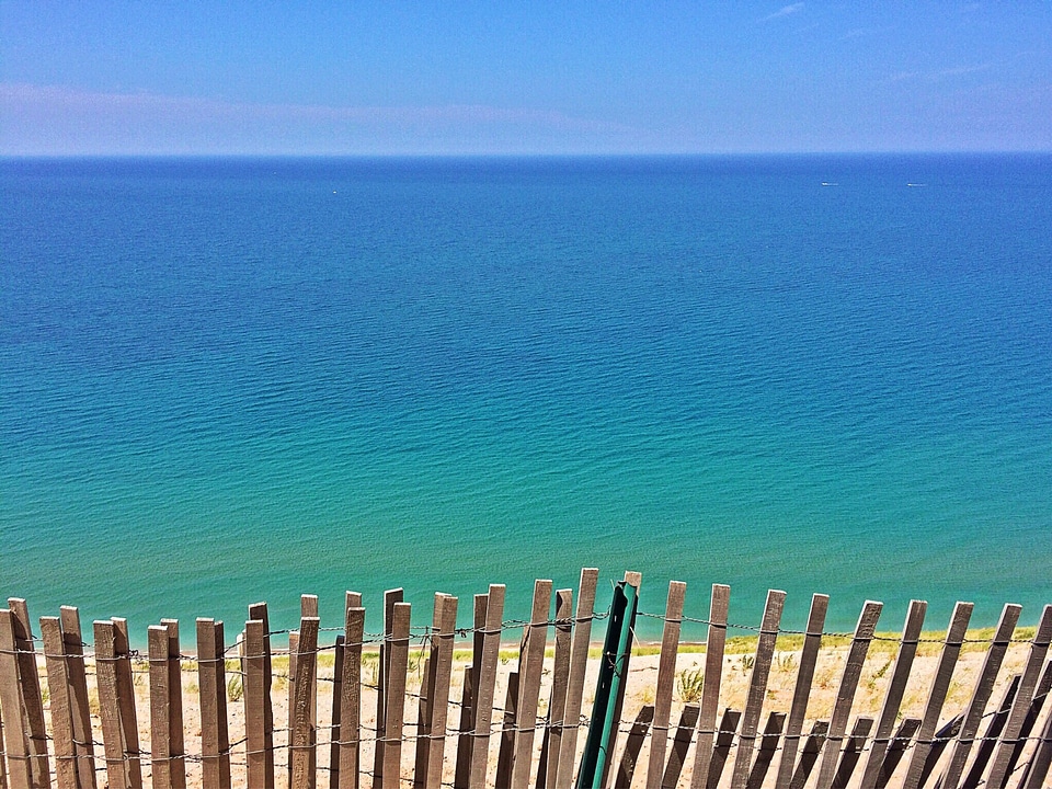 Landscape and Seascape of the great lakes and beach in Michigan